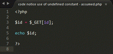 PHP code notice use of undefined constant - assumed